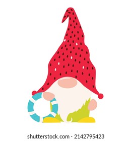 Vector summer gnome pool party