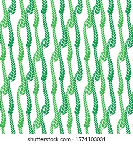 Vector Summer Green Leaves Isolated on White Background. Seamless Different Leaves Pattern.