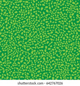 Vector Summer Green Leaves Isolated on Green Background. Seamless Different Leaves Pattern