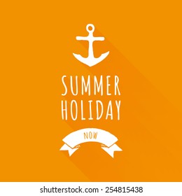 Vector summer holiday badge with flat drop shadow. Minimal illustration.
