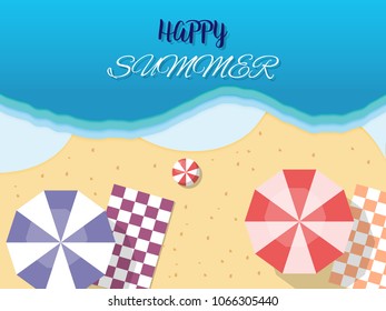 Vector summer holiday concept, top view of beach.