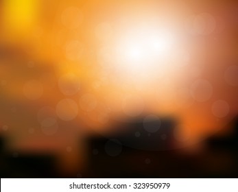 Vector summer holiday tropical sunset blurred vector background.