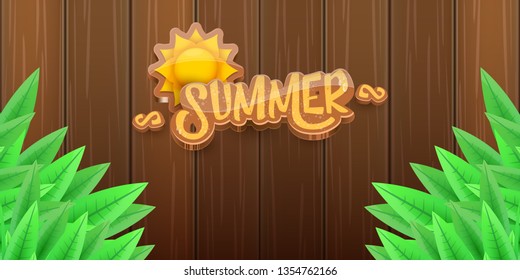 vector summer horizontal banner with green grass, wooden fence and summer ray of lights . hello summer flyer, banner or horizontal background with green field landscape 