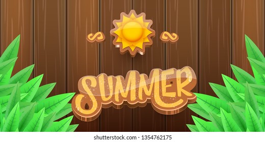 vector summer horizontal banner with green grass, wooden fence and summer ray of lights . hello summer flyer, banner or horizontal background with green field landscape 