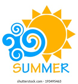 Vector summer icon -  illustration of sun an wave