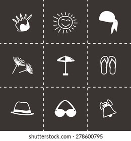 Vector Summer icon set on black background