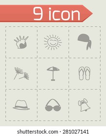 Vector Summer icon set on grey background