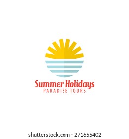 Vector summer icon. Sun icon for banner, card, travel marketing design.