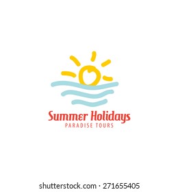 Vector summer icon. Sun icon for banner, card, travel marketing design.