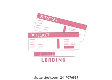 Ilustración de verano de Vector, lindo ícono de viaje rosa, viajes y turismo de aventura, boletos de Vector rosa