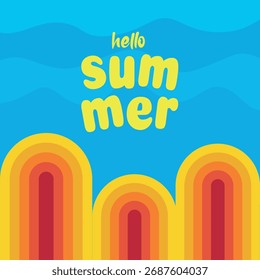 vector summer illustration with lettering. summer background. summer card. summer season. vector illustration.