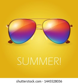 vector summer illustration of realistic colored sunglasses