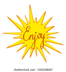 vector summer illustration, sun and hand lettering 