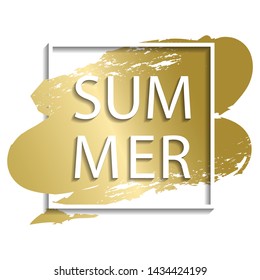 vector summer illustration of white frame on golden background