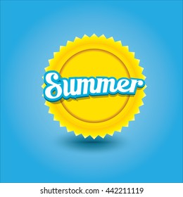 vector summer label. summer icon with sun. Summer Background design for banner, poster, flyer, cover, brochure. sun logo design template.