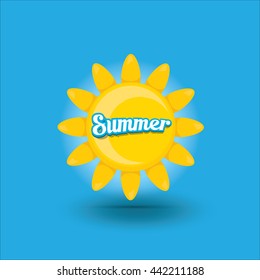 vector summer label. summer icon with sun. Summer Background design for banner, poster, flyer, cover, brochure. sun logo design template.