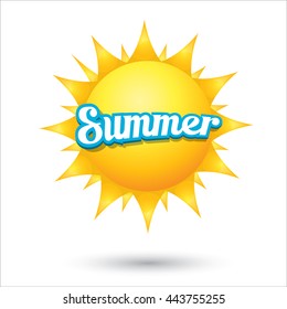 vector summer label. summer icon with sun  isolated on white. Summer Background design for banner, poster, flyer, cover, brochure. sun logo design template. 