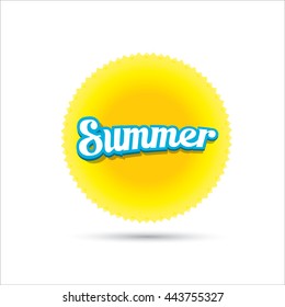 vector summer label. summer icon with sun  isolated on white. Summer Background design for banner, poster, flyer, cover, brochure. sun logo design template. 
