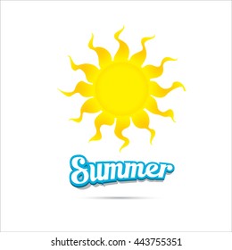 vector summer label. summer icon with sun  isolated on white. Summer Background design for banner, poster, flyer, cover, brochure. sun logo design template. 
