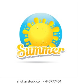 vector summer label. summer icon with sun  isolated on white. Summer Background design for banner, poster, flyer, cover, brochure. sun logo design template. 