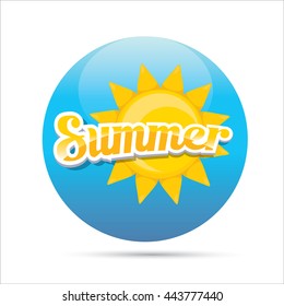 vector summer label. summer icon with sun  isolated on white. Summer Background design for banner, poster, flyer, cover, brochure. sun logo design template. 