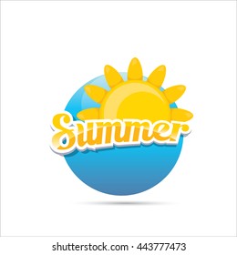 vector summer label. summer icon with sun  isolated on white. Summer Background design for banner, poster, flyer, cover, brochure. sun logo design template. 
