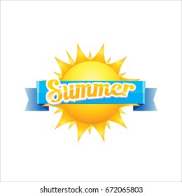 vector summer label. summer icon with sun Stylized design element. design elements for banner, poster, flyer, cover, brochure. Logo design.