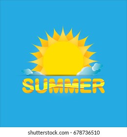 vector summer label. summer icon with sun Stylized design element. design elements for banner, poster, flyer, cover, brochure. Logo design.