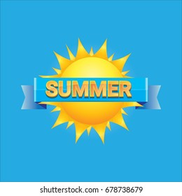 vector summer label. summer icon with sun Stylized design element. design elements for banner, poster, flyer, cover, brochure. Logo design.