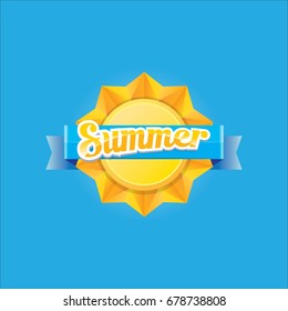 vector summer label. summer icon with sun Stylized design element. design elements for banner, poster, flyer, cover, brochure. Logo design.