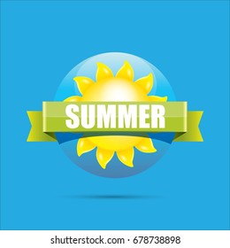 vector summer label. summer icon with sun Stylized design element. design elements for banner, poster, flyer, cover, brochure. Logo design.