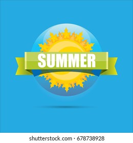 vector summer label. summer icon with sun Stylized design element. design elements for banner, poster, flyer, cover, brochure. Logo design.