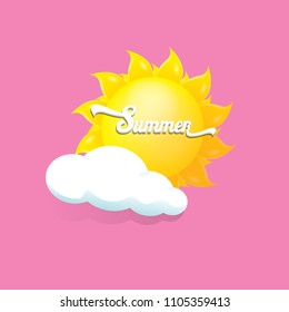 vector summer label isolated on soft pink background. summer icon with sun. summer background