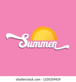 vector summer label isolated on soft pink background. summer icon with sun. summer background
