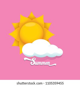 vector summer label isolated on soft pink background. summer icon with sun. summer background
