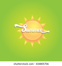 vector summer label isolated on green background. summer icon with sun. summer background
