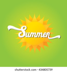 vector summer label isolated on green background. summer icon with sun. summer background