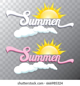 vector summer label isolated on transparent background. summer icon with sun. summer background