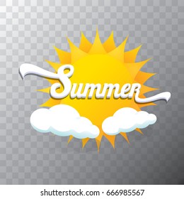 vector summer label isolated on transparent background. summer icon with sun. summer background