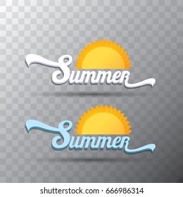 vector summer label isolated on transparent background. summer icon with sun. summer background