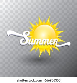 vector summer label isolated on transparent background. summer icon with sun. summer background
