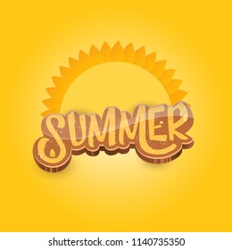 vector summer label paper art syle on orange background with sun. Summer beach party poster design template. Square sale web banner