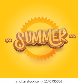 vector summer label paper art syle on orange background with sun. Summer beach party poster design template. Square sale web banner