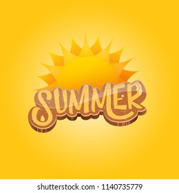vector summer label paper art syle on orange background with sun. Summer beach party poster design template. Square sale web banner