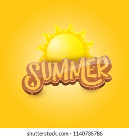 vector summer label paper art syle on orange background with sun. Summer beach party poster design template. Square sale web banner