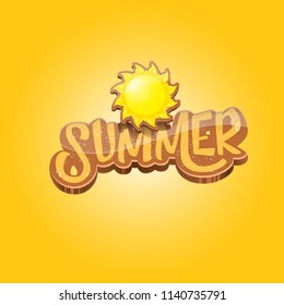 vector summer label paper art syle on orange background with sun. Summer beach party poster design template. Square sale web banner