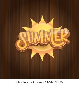 vector summer label paper art syle on wooden board background with sun. Summer beach party poster design template. Square sale web banner