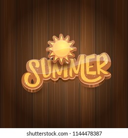 vector summer label paper art syle on wooden board background with sun. Summer beach party poster design template. Square sale web banner