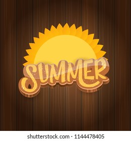 vector summer label paper art syle on wooden board background with sun. Summer beach party poster design template. Square sale web banner