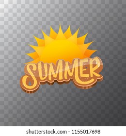 vector summer label paper art syle isolated on transparent background with sun. Summer beach party poster design template. Square sale web banner